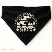 Easily Distracted By Maps Geography USA-Made Doggie Bandana thumb 0
