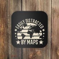 Easily Distracted By Maps Geography Coaster thumb 0