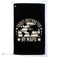 Easily Distracted By Maps Geography Golf Towel thumb 0