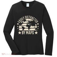 Easily Distracted By Maps Geography Women's Long Sleeve Shirt thumb 0