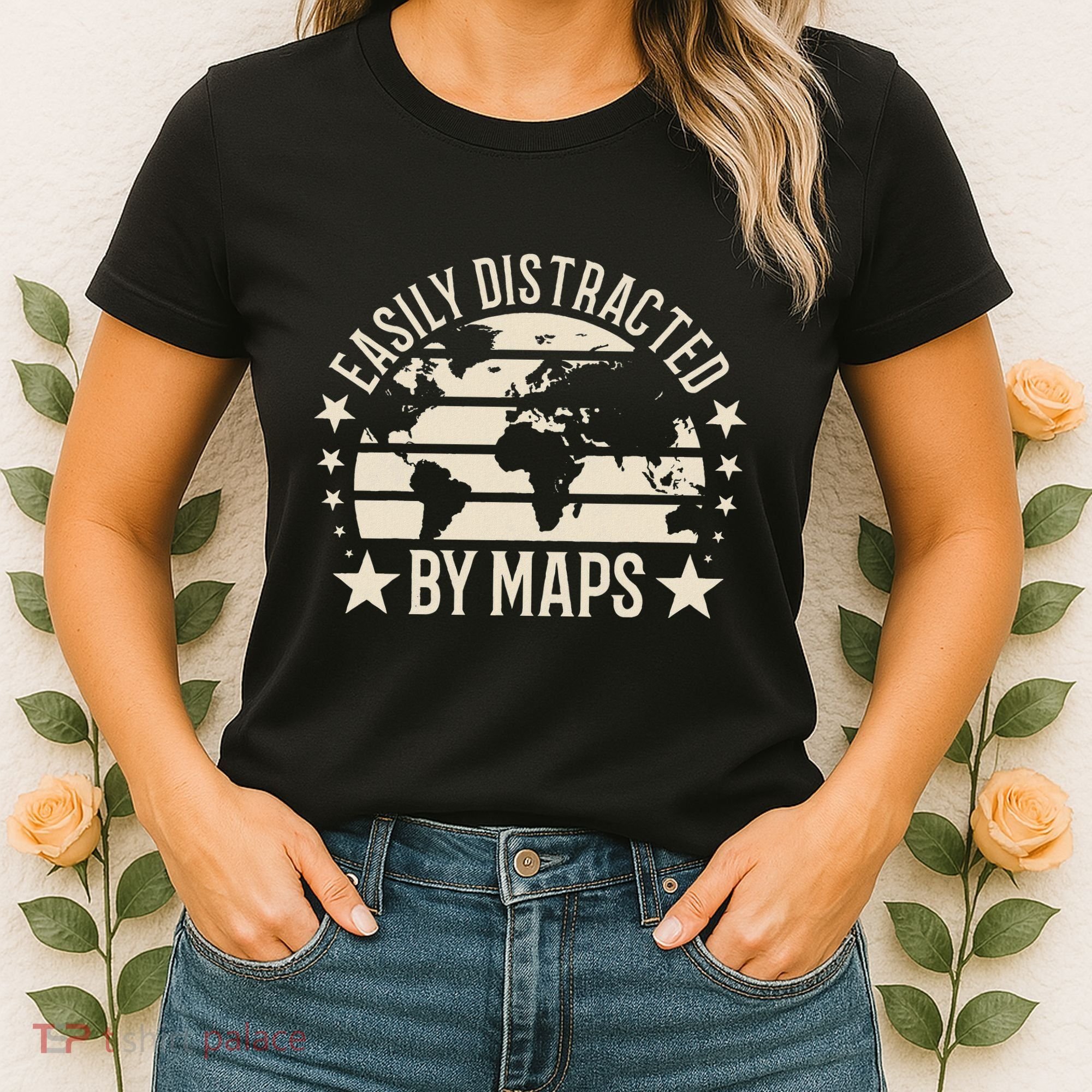 Easily Distracted By Maps Geography Women's T-Shirt