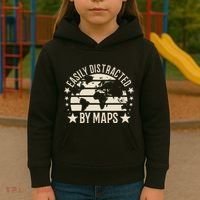 Easily Distracted By Maps Geography Kids Hoodie thumb 3