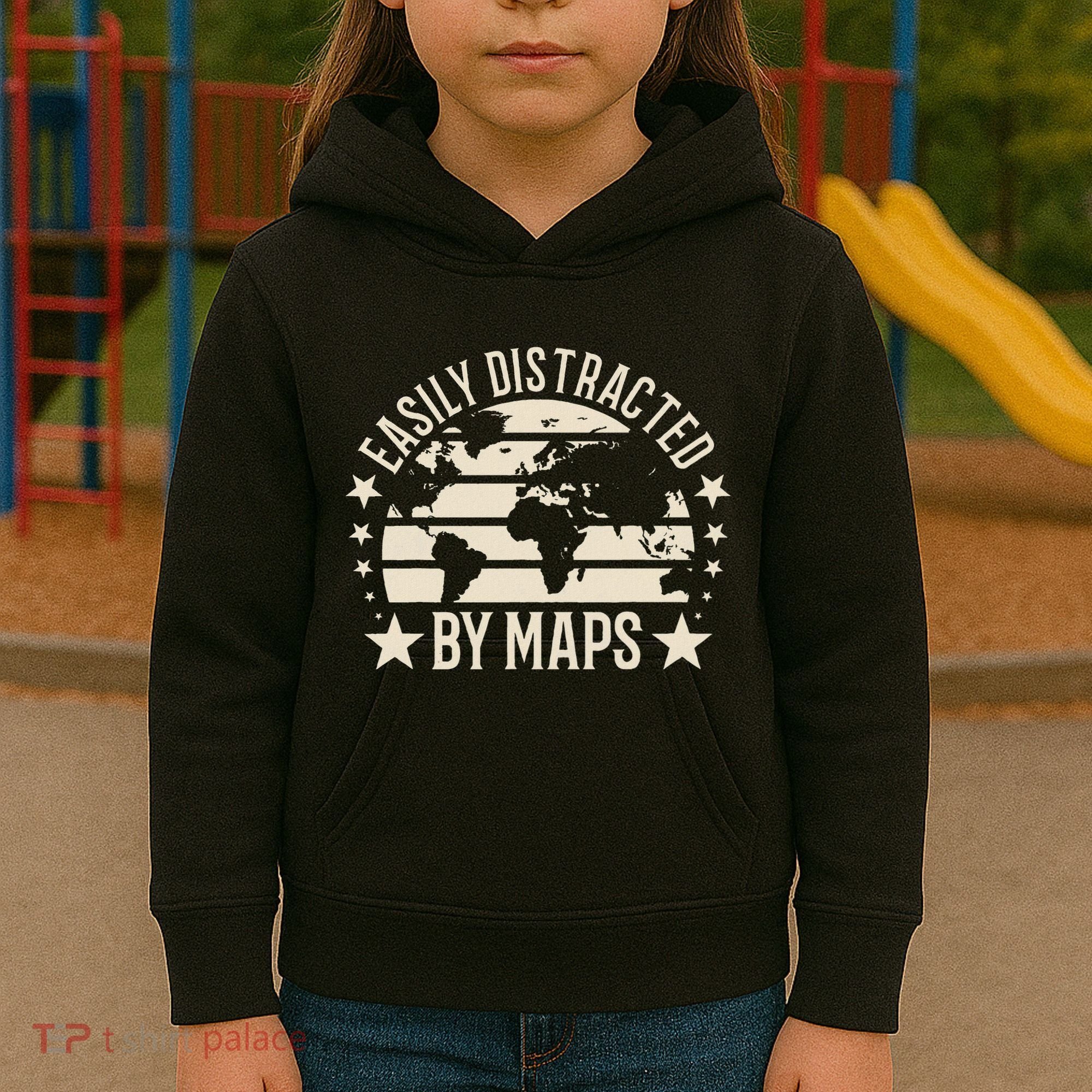 Easily Distracted By Maps Geography Kids Hoodie