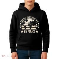 Easily Distracted By Maps Geography Kids Hoodie thumb 4