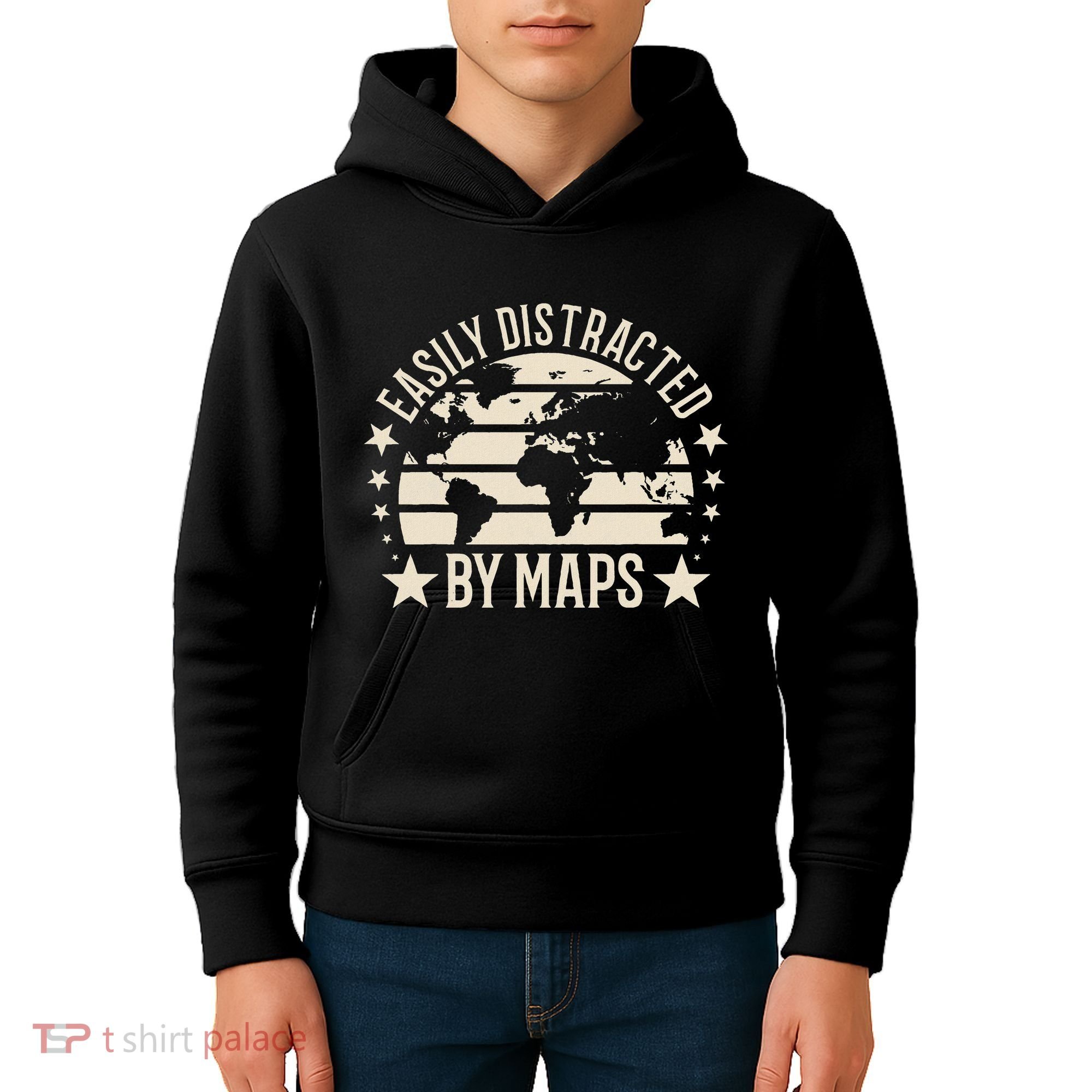Easily Distracted By Maps Geography Kids Hoodie