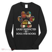 Easily Distracted By Dogs And Books Long Sleeve Shirt thumb 0