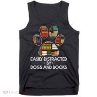 Easily Distracted By Dogs And Books Tank Top thumb 0