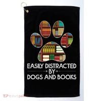 Easily Distracted By Dogs And Books Golf Towel thumb 0