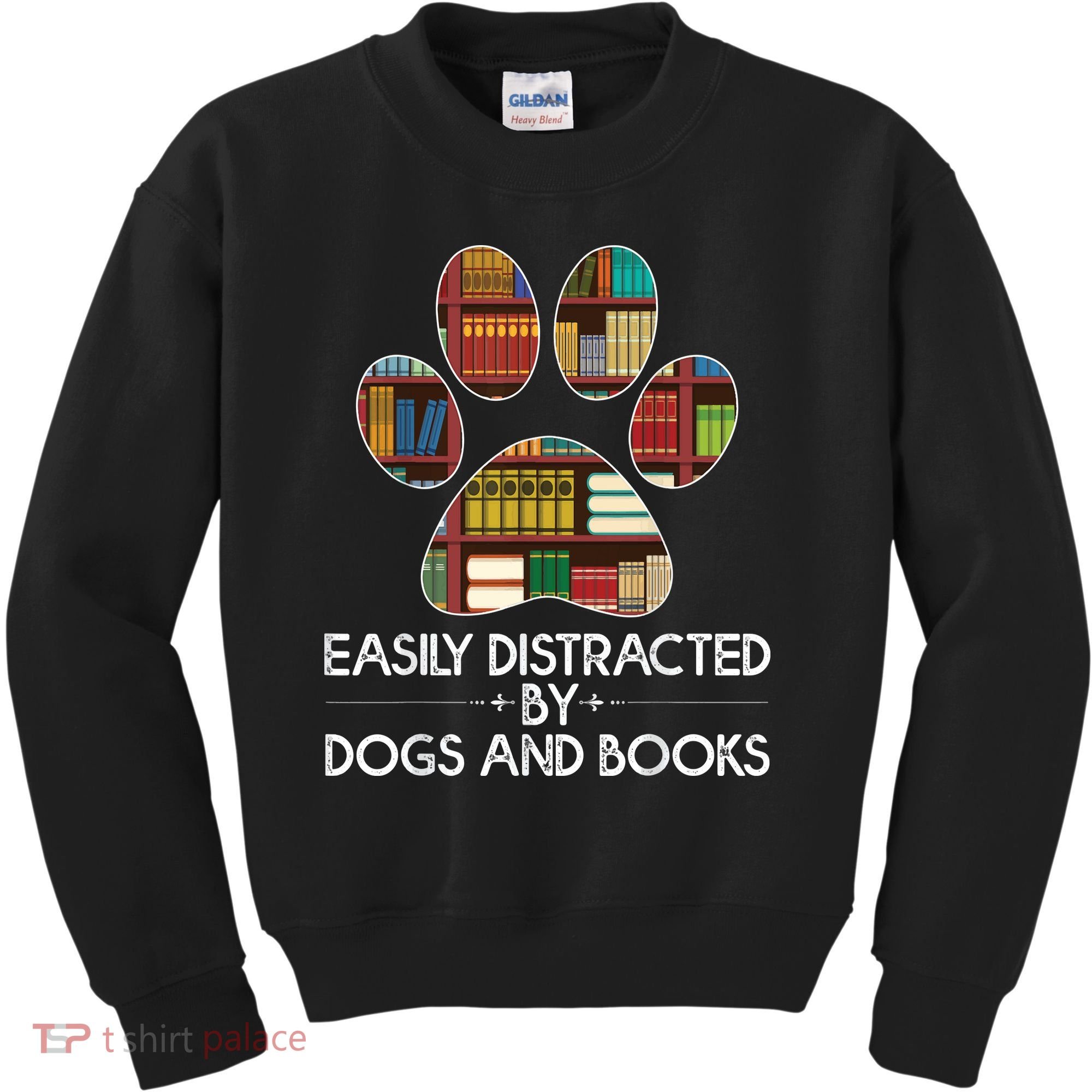 Easily Distracted By Dogs And Books Kids Sweatshirt