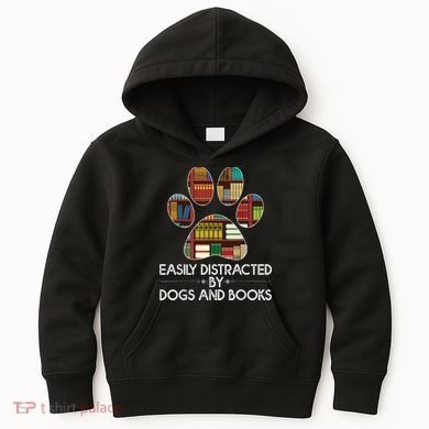 Easily Distracted By Dogs And Books Kids Hoodie