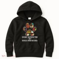 Easily Distracted By Dogs And Books Kids Hoodie thumb 0