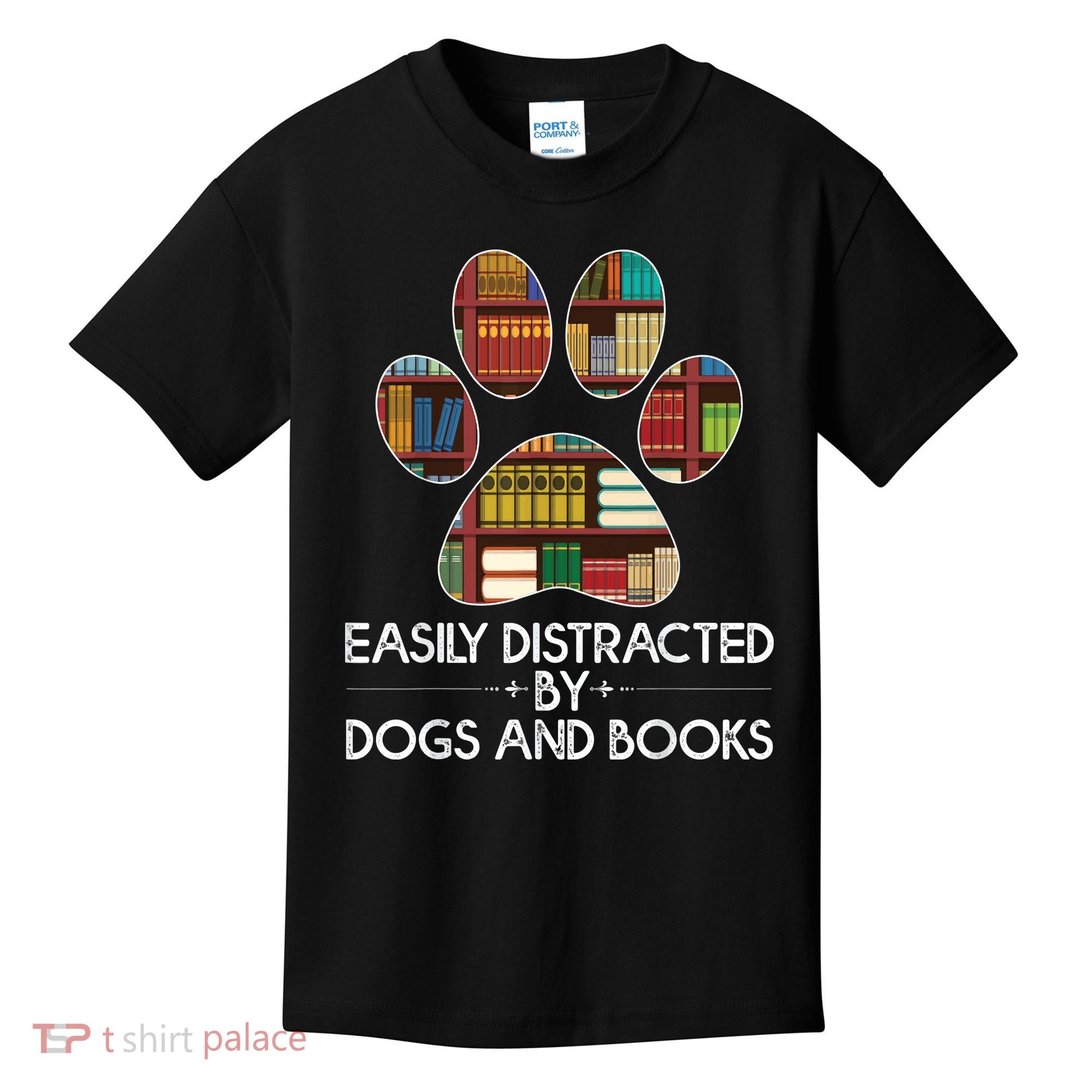 Easily Distracted By Dogs And Books Kids T-Shirt