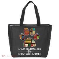 Easily Distracted By Dogs And Books Tote Bag thumb 0