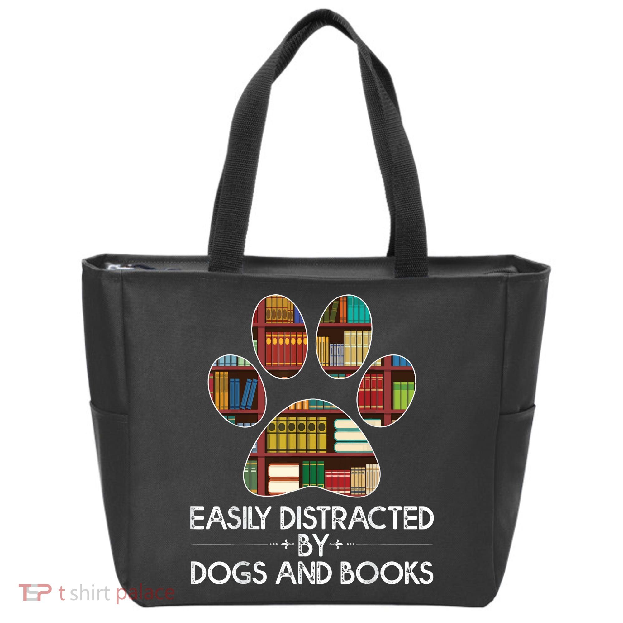 Easily Distracted By Dogs And Books Tote Bag
