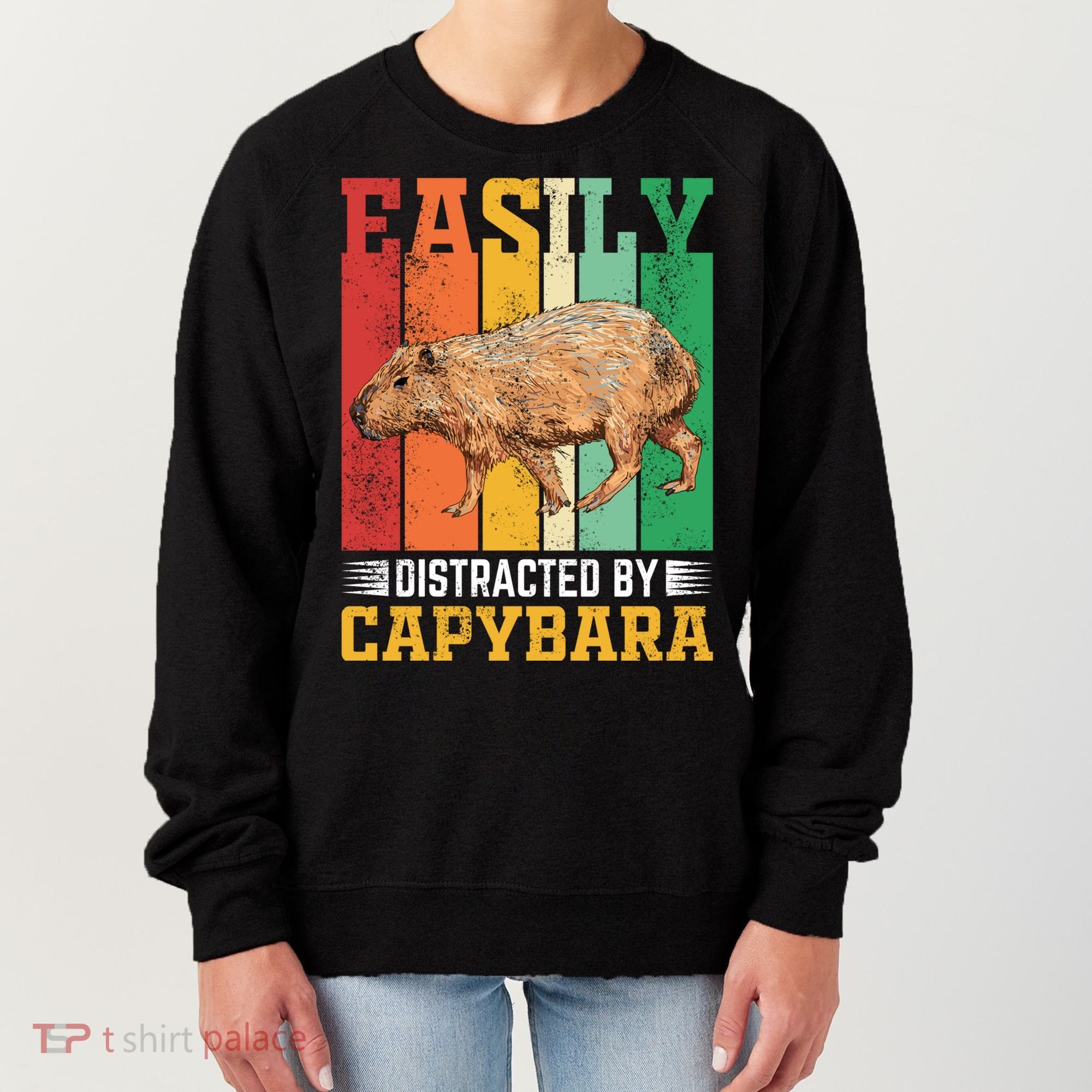 Easily Distracted By Capybara Animal Lover Rodent Gift Women's Sweatshirt