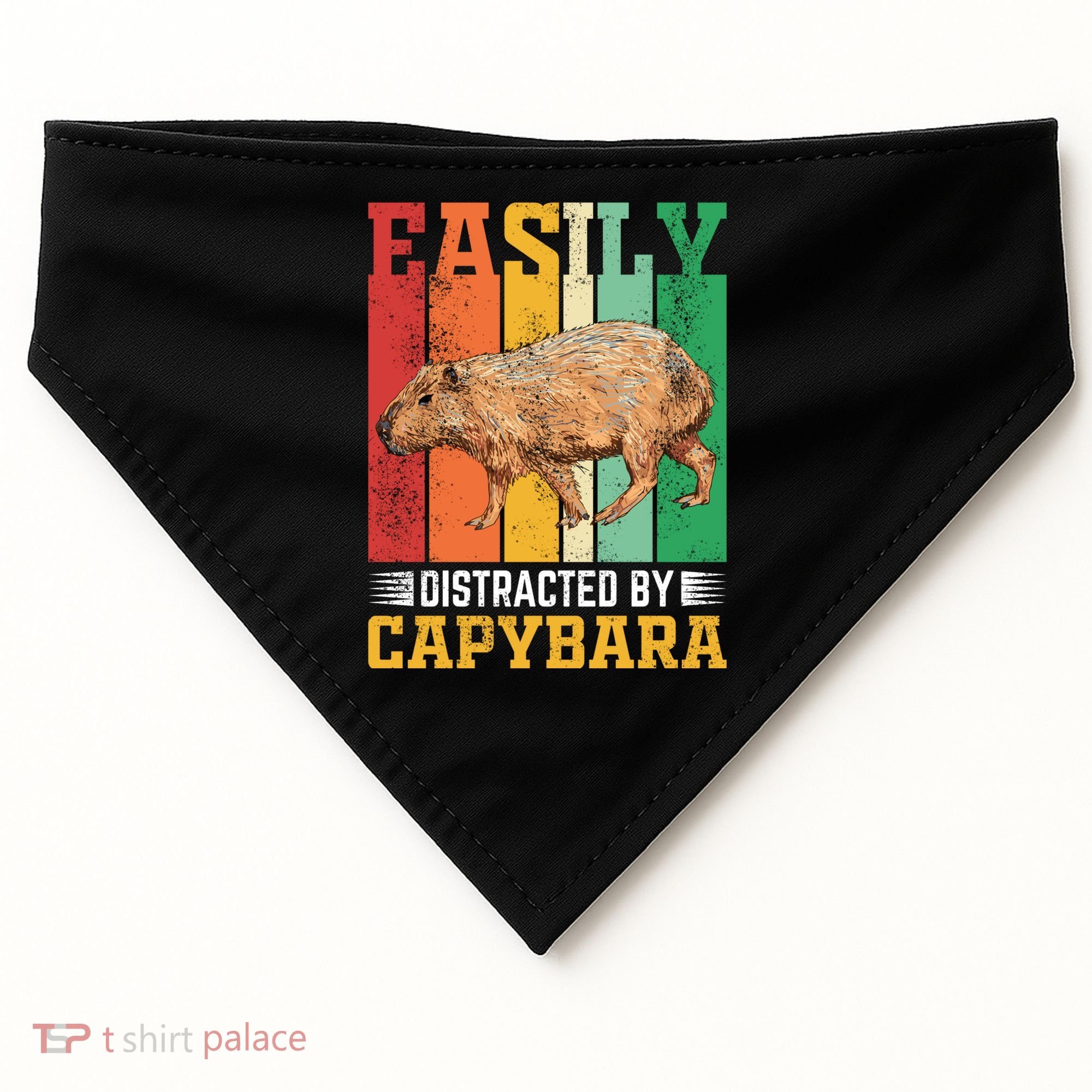 Easily Distracted By Capybara Animal Lover Rodent Gift USA-Made Doggie Bandana