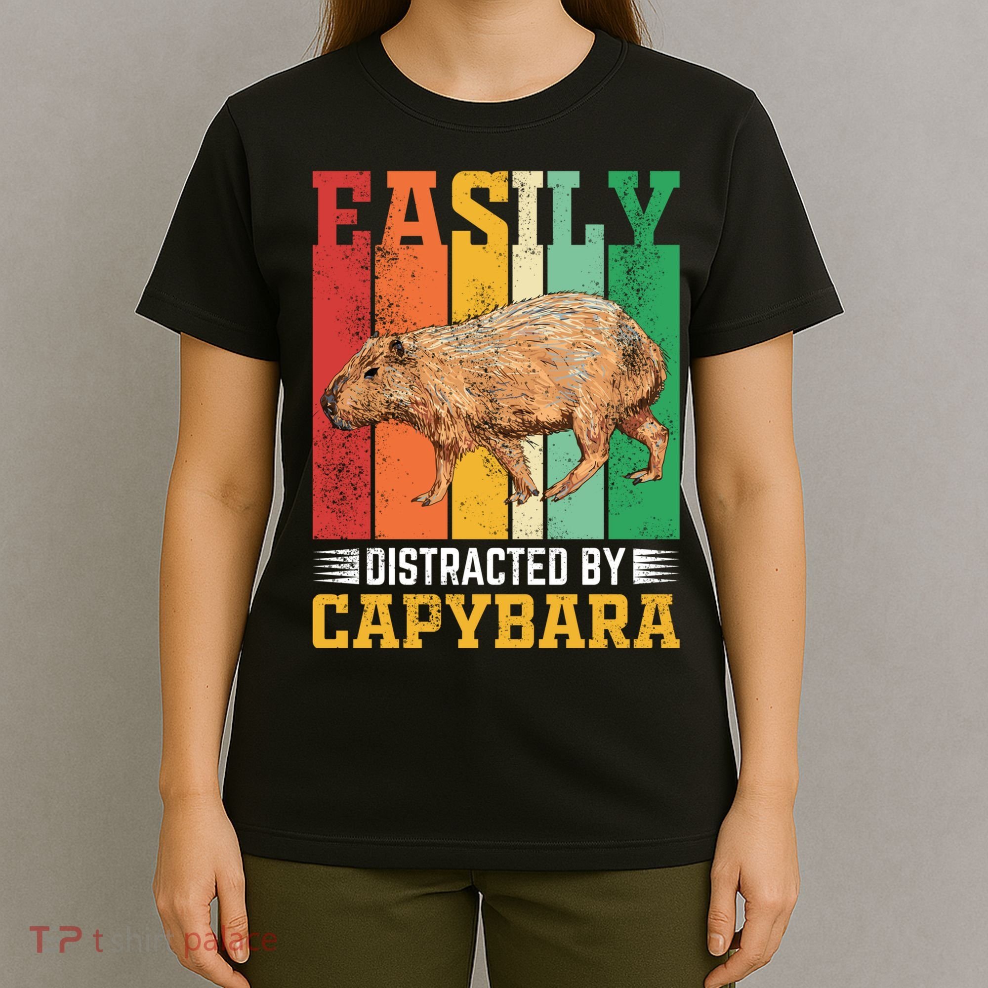 Easily Distracted By Capybara Animal Lover Rodent Gift T-Shirt