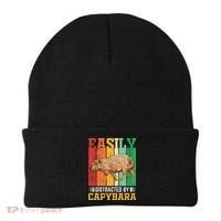 Easily Distracted By Capybara Animal Lover Rodent Gift Beanie thumb 0