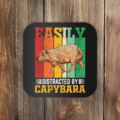 Easily Distracted By Capybara Animal Lover Rodent Gift Coaster