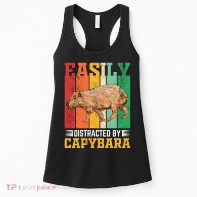 Easily Distracted By Capybara Animal Lover Rodent Gift Women's Tank Top