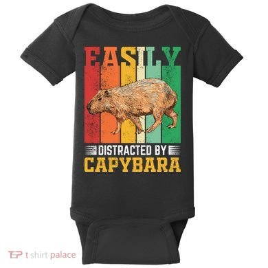 Easily Distracted By Capybara Animal Lover Rodent Gift Baby Bodysuit