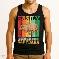 Easily Distracted By Capybara Animal Lover Rodent Gift Tank Top thumb 3