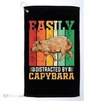 Easily Distracted By Capybara Animal Lover Rodent Gift Golf Towel thumb 0