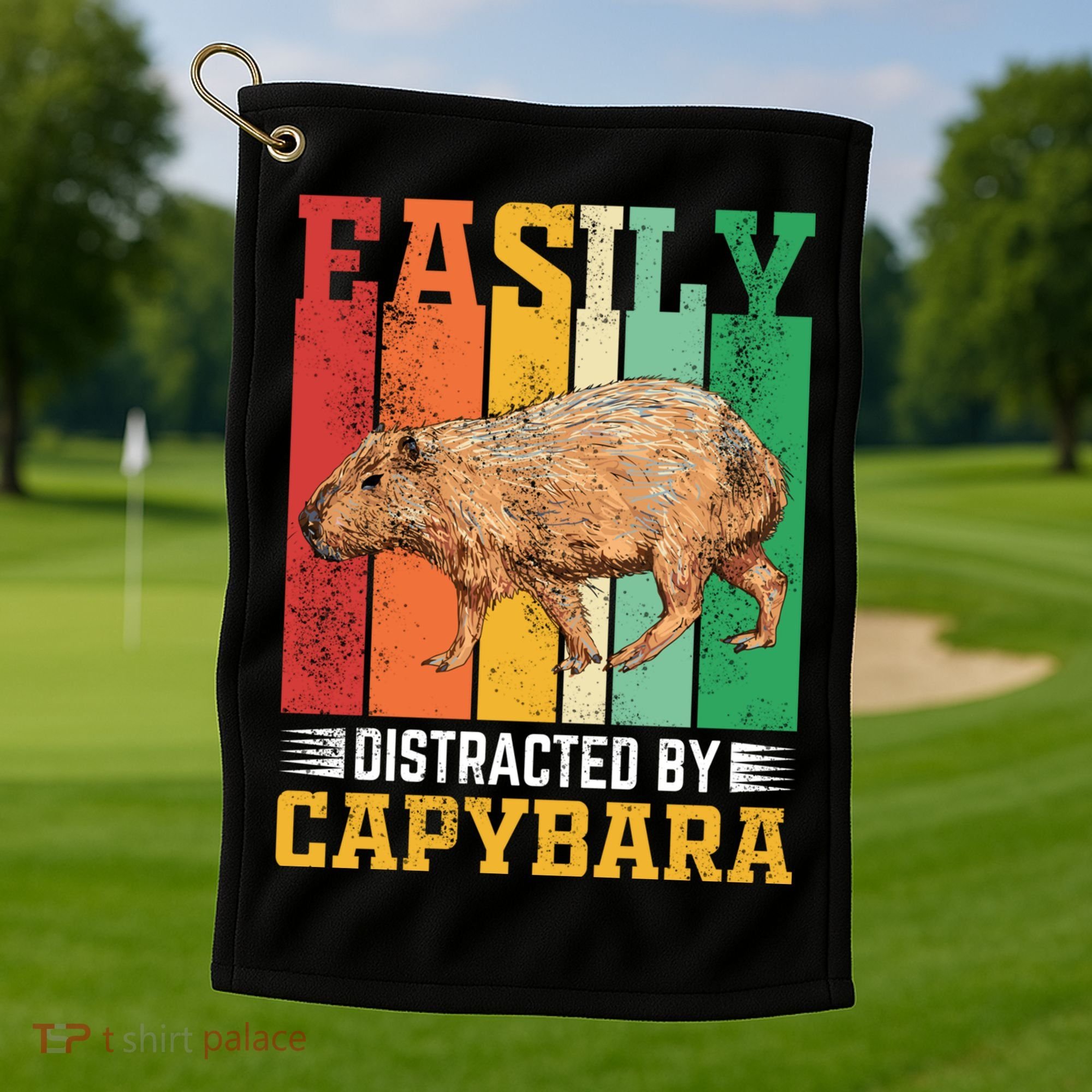 Easily Distracted By Capybara Animal Lover Rodent Gift Golf Towel