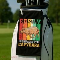 Easily Distracted By Capybara Animal Lover Rodent Gift Golf Towel thumb 2