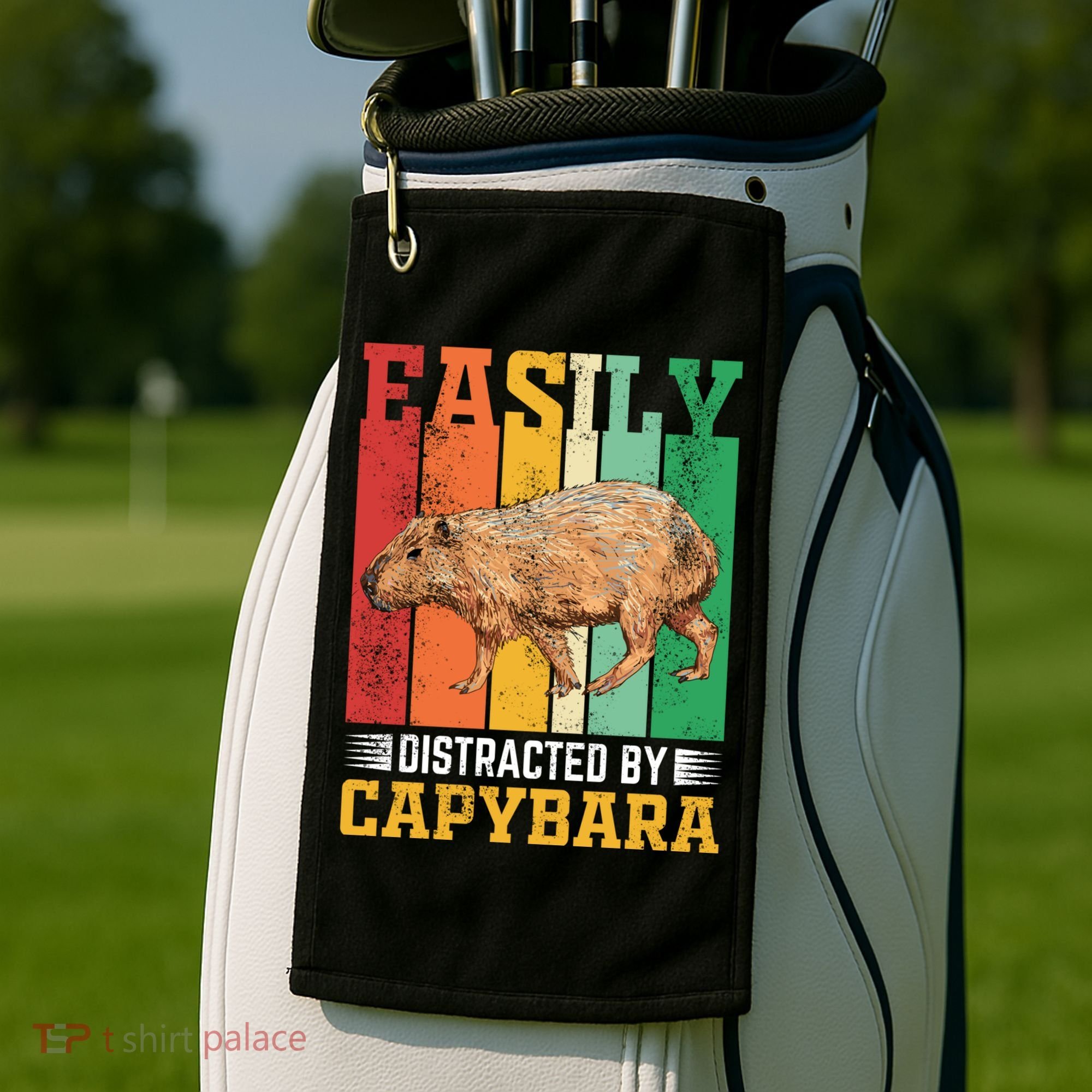 Easily Distracted By Capybara Animal Lover Rodent Gift Golf Towel
