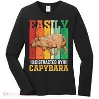 Easily Distracted By Capybara Animal Lover Rodent Gift Women's Long Sleeve Shirt thumb 0