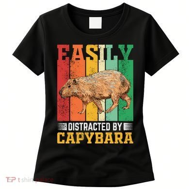 Easily Distracted By Capybara Animal Lover Rodent Gift Women's T-Shirt