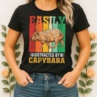 Easily Distracted By Capybara Animal Lover Rodent Gift Women's T-Shirt thumb 2