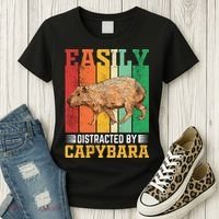 Easily Distracted By Capybara Animal Lover Rodent Gift Women's T-Shirt thumb 3