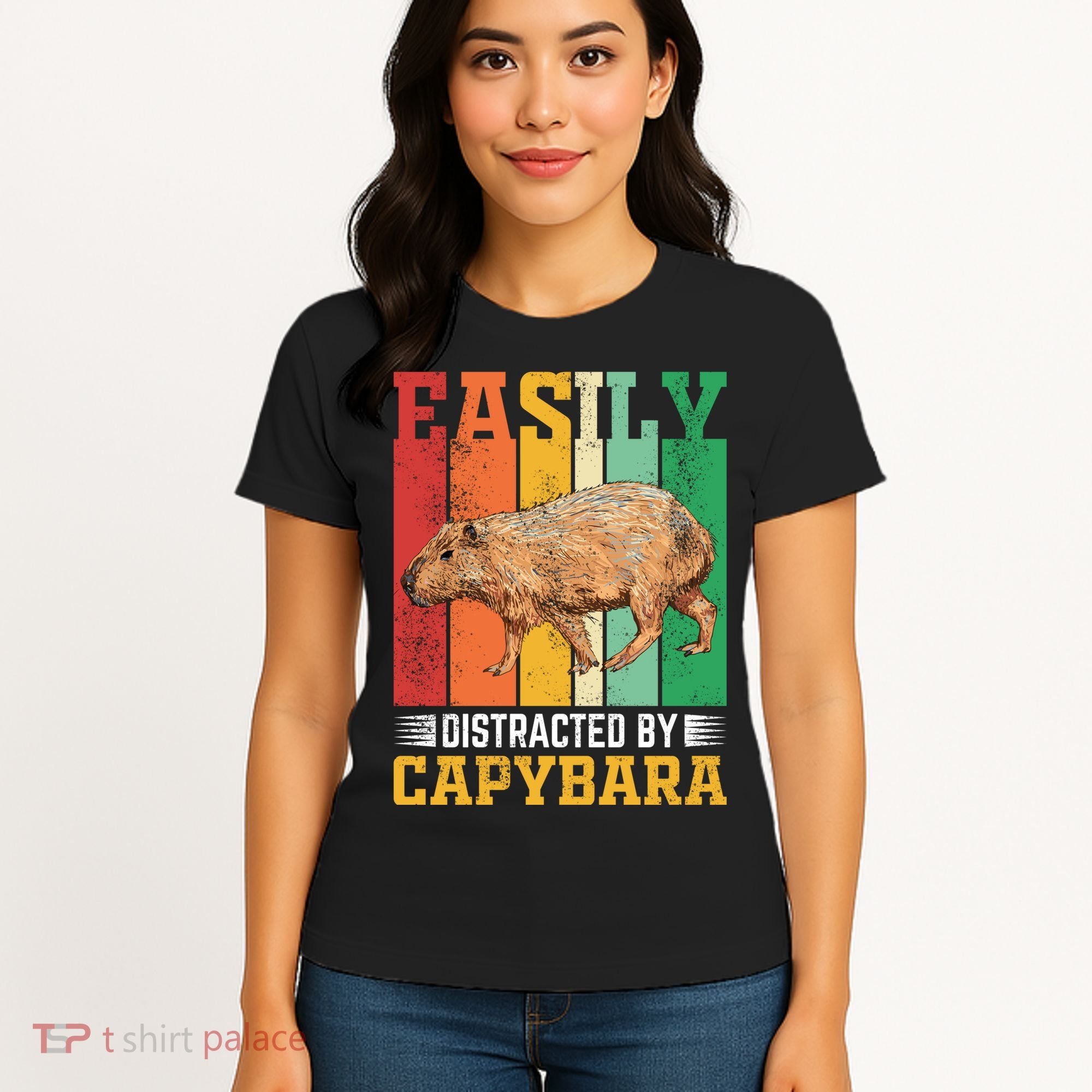 Easily Distracted By Capybara Animal Lover Rodent Gift Women's T-Shirt