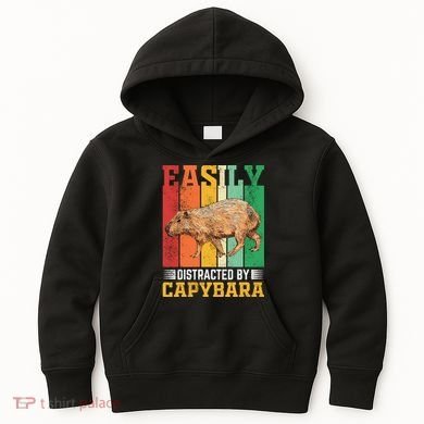 Easily Distracted By Capybara Animal Lover Rodent Gift Kids Hoodie