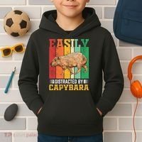 Easily Distracted By Capybara Animal Lover Rodent Gift Kids Hoodie thumb 2