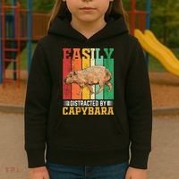Easily Distracted By Capybara Animal Lover Rodent Gift Kids Hoodie thumb 3