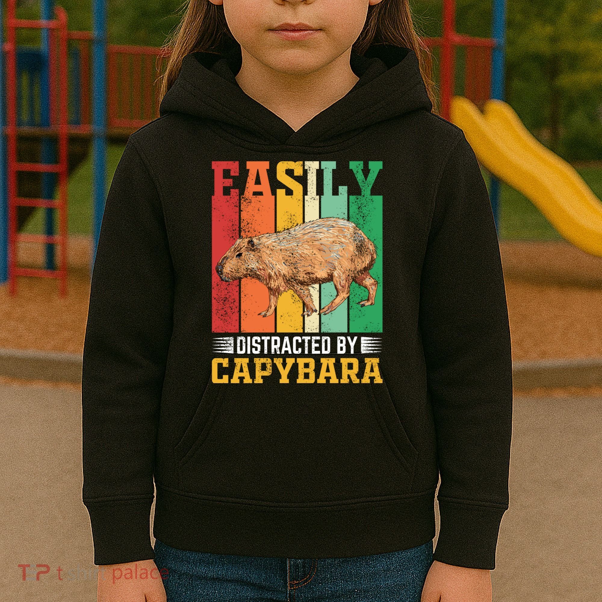 Easily Distracted By Capybara Animal Lover Rodent Gift Kids Hoodie