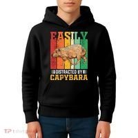 Easily Distracted By Capybara Animal Lover Rodent Gift Kids Hoodie thumb 4