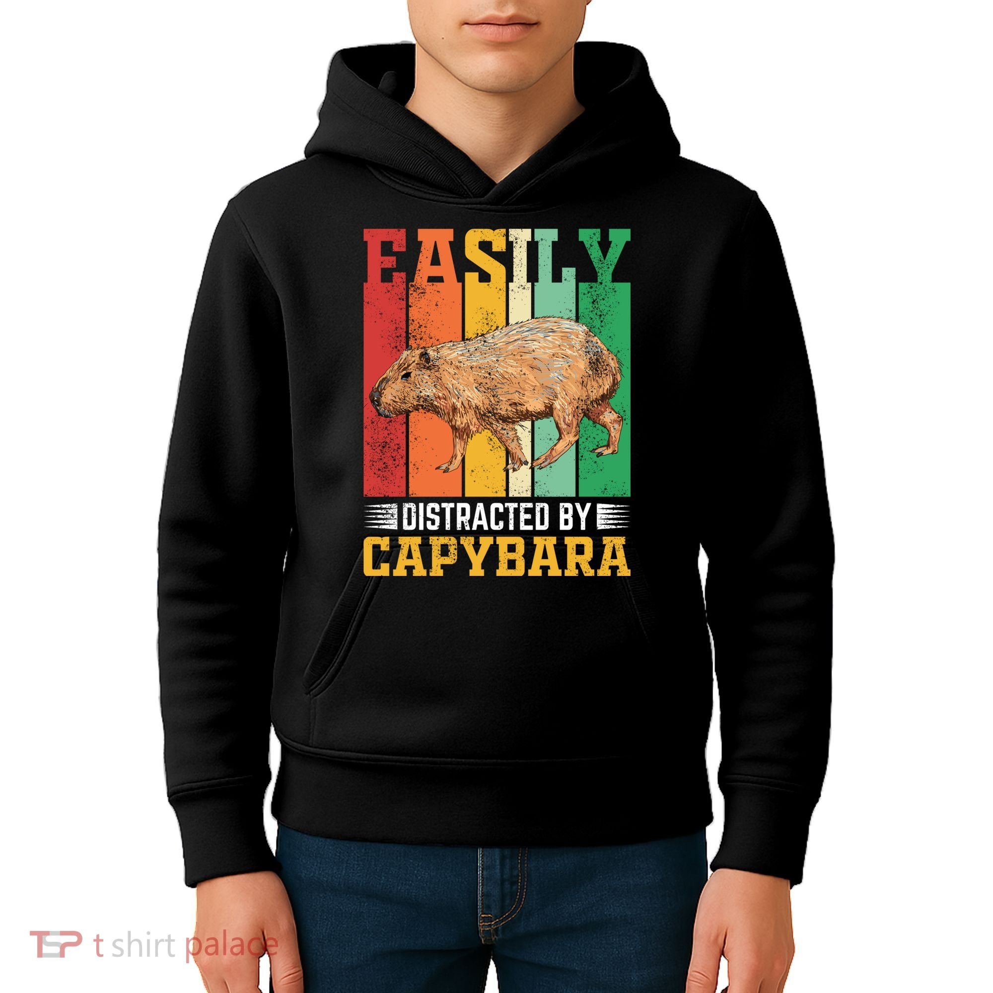 Easily Distracted By Capybara Animal Lover Rodent Gift Kids Hoodie
