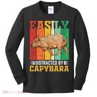 Easily Distracted By Capybara Animal Lover Rodent Gift Kids Long Sleeve Shirt thumb 0