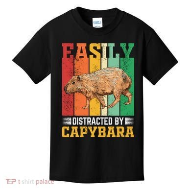 Easily Distracted By Capybara Animal Lover Rodent Gift Kids T-Shirt