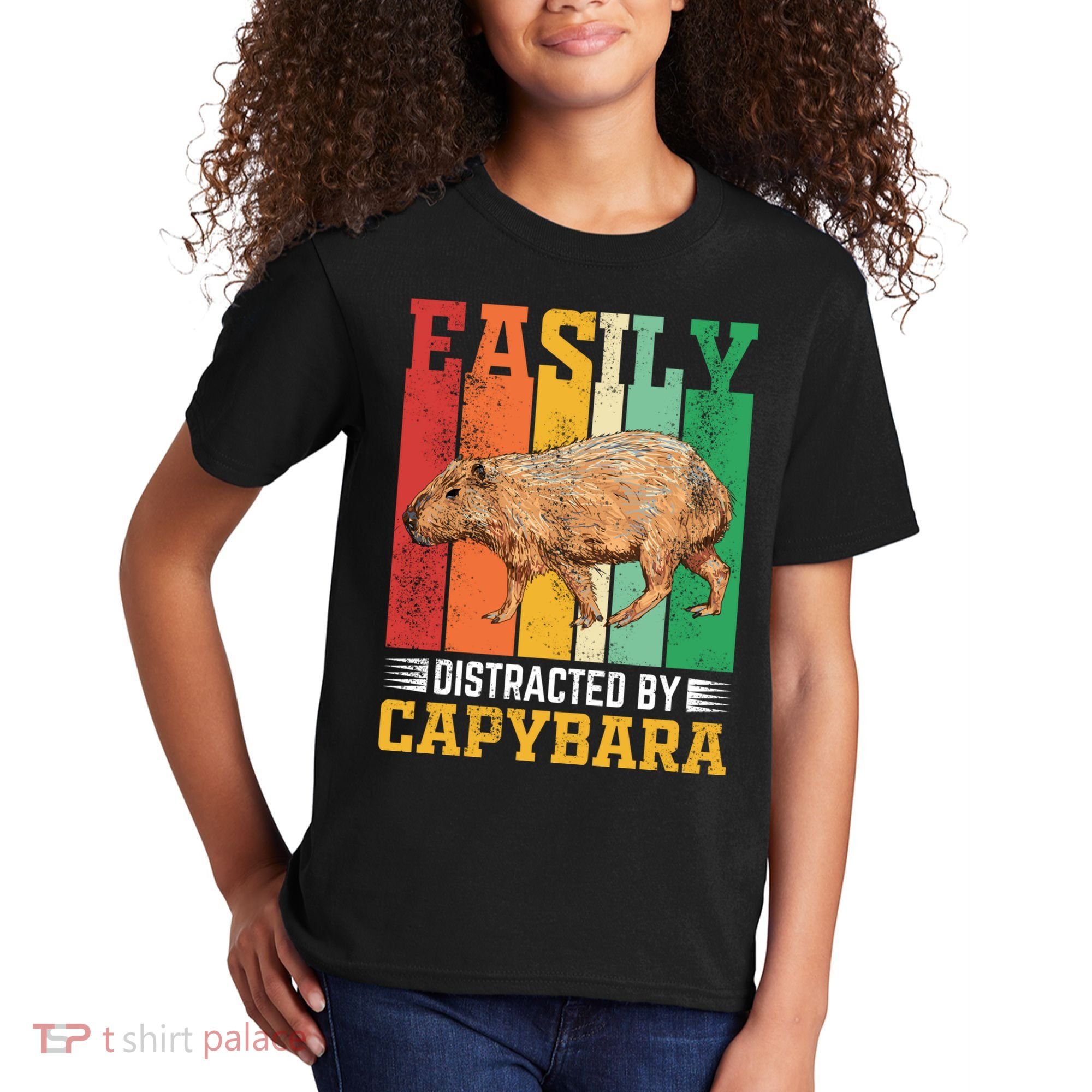 Easily Distracted By Capybara Animal Lover Rodent Gift Kids T-Shirt