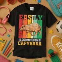 Easily Distracted By Capybara Animal Lover Rodent Gift Kids T-Shirt thumb 3