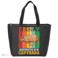 Easily Distracted By Capybara Animal Lover Rodent Gift Tote Bag thumb 0