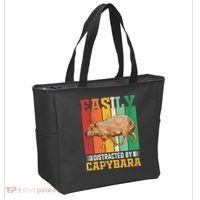Easily Distracted By Capybara Animal Lover Rodent Gift Tote Bag thumb 2