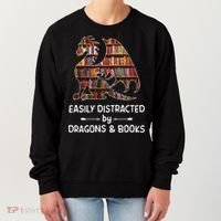 Easily Distracted By Dragon And Books Nerds Meaningful Gift Women's Sweatshirt thumb 0