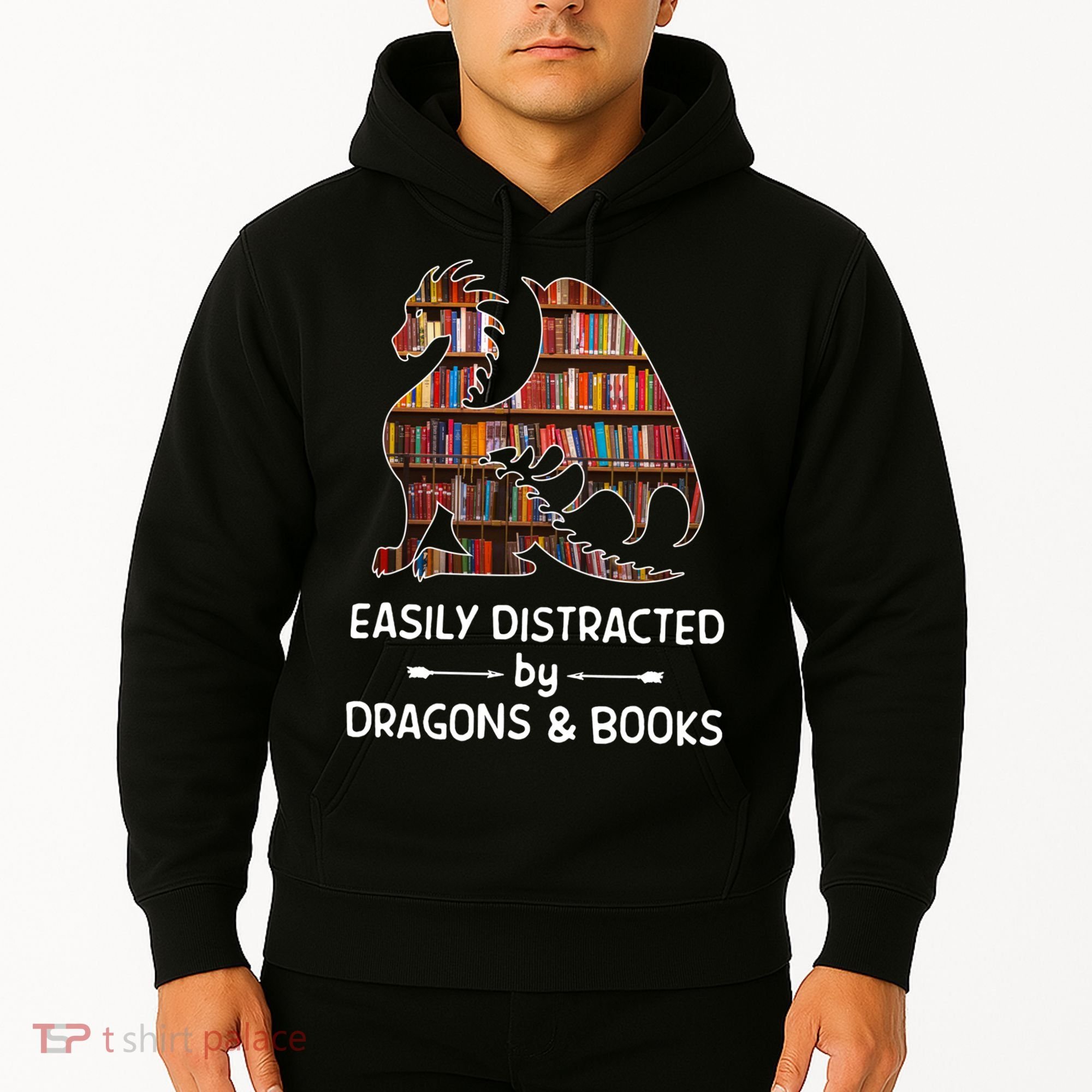 Easily Distracted By Dragon And Books Nerds Meaningful Gift Hoodie