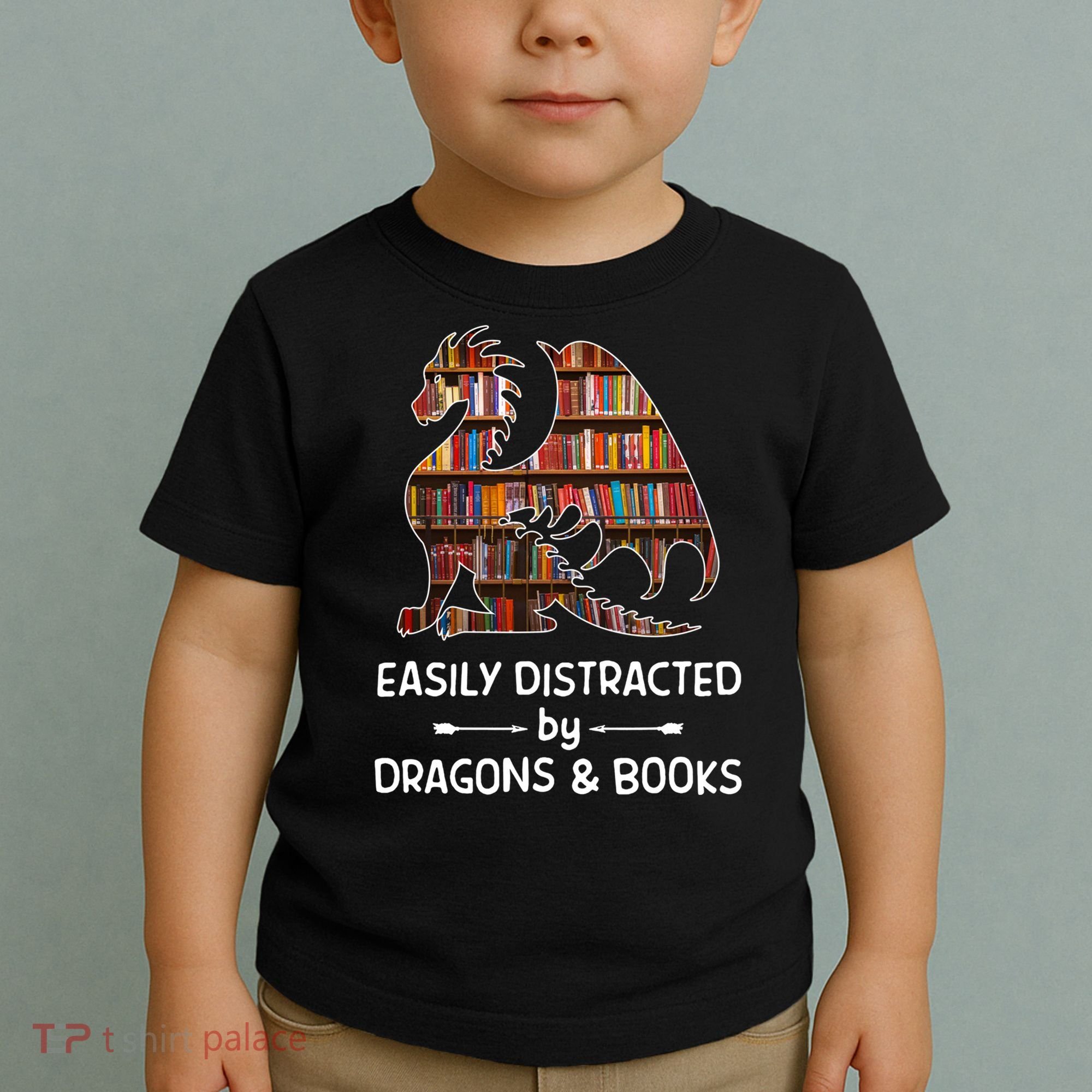 Easily Distracted By Dragon And Books Nerds Meaningful Gift Toddler T-Shirt